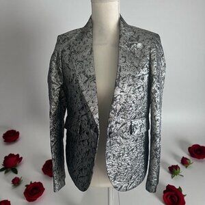 ZADIG & VOLTAIRE Silver Metallic Jacket Blazer Size 36 / US Small